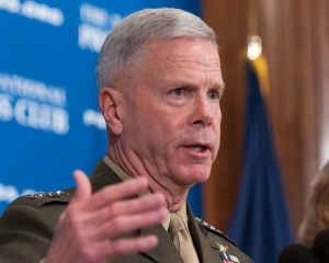 Marine Commandant James F. Amos addresses an Aug. 28 National Press Club luncheon.