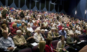 The Sugden Theater in Naples, Fla., filled to overflowing to hear the NPC forum. Photo by Martin Miron.