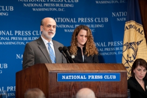Ben S. Bernanke, the Chairman of the Federal Reserve, spoke at a National Press Club luncheon on Feb. 18 to discuss the current economic conditions.