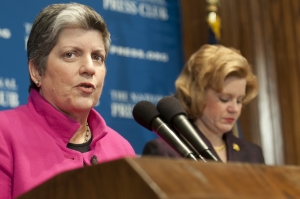 DHS Secretary Janet Napolitano speaks at a National Press Club Luncheon, January 30, 2011.  The luncheon event was moderated by newly inaugurated 2012 NPC President Theresa Werner.