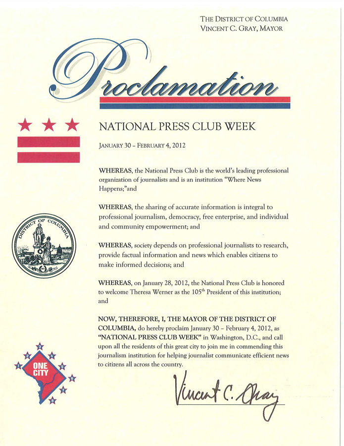 National Press Club Week Proclamation