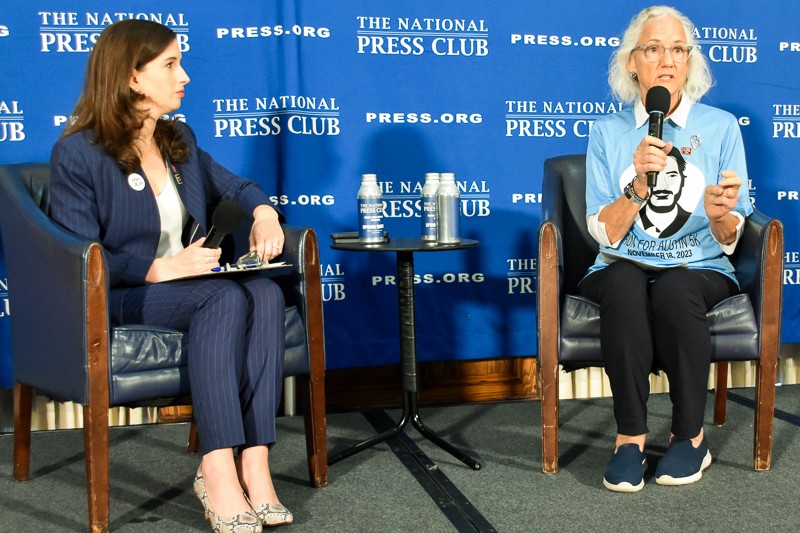 Photo of National Press Club President Emily Wilkins and Debra Tice