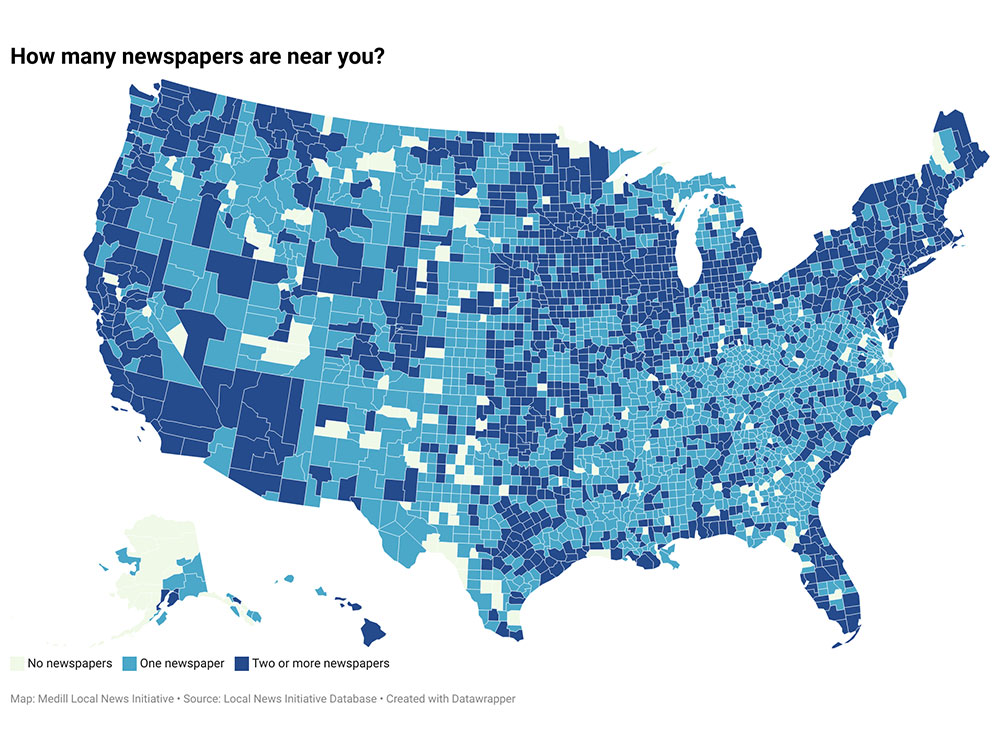 Map of where newspapers are