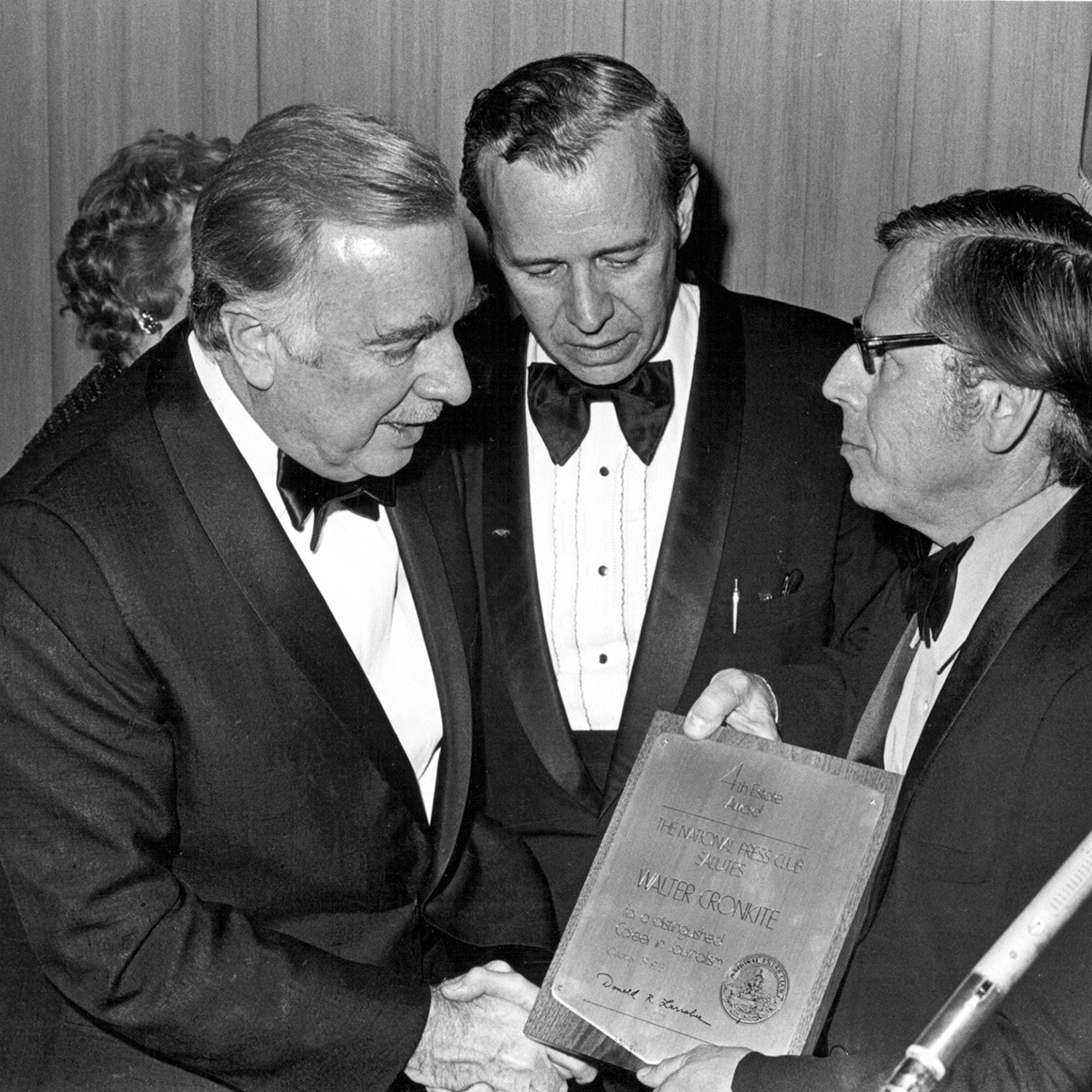 Walter Cronkite receiving the first Fourth Estate Award