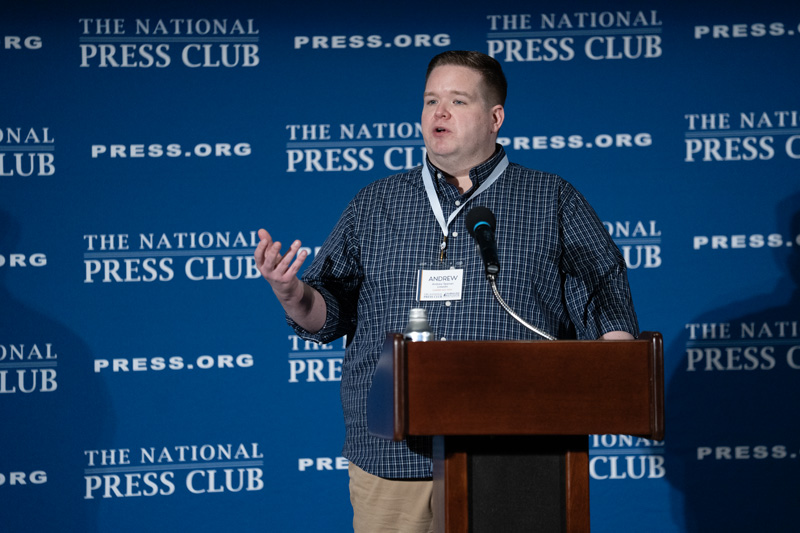 Andrew Seaman, editor-at-large at LinkedIn, discussed staying motivated during a job search. Photo by Daniel Woolfolk