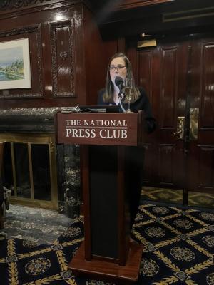 Jen Judson speaks at Reliable Source Dec. 10.