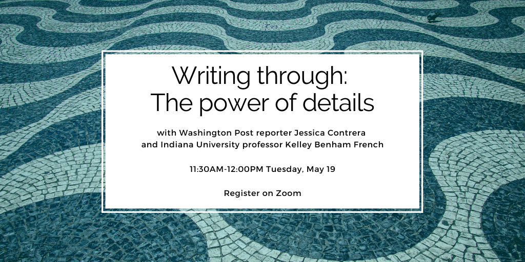 May 19 discussion on selecting details for impact COVID-19 stories.