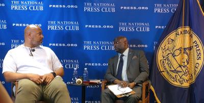 U.S. Capitol Police Officer Harry Dunn (l) and Jeff Ballou on Oct. 26. Photo: Noël-Marie Fletcher