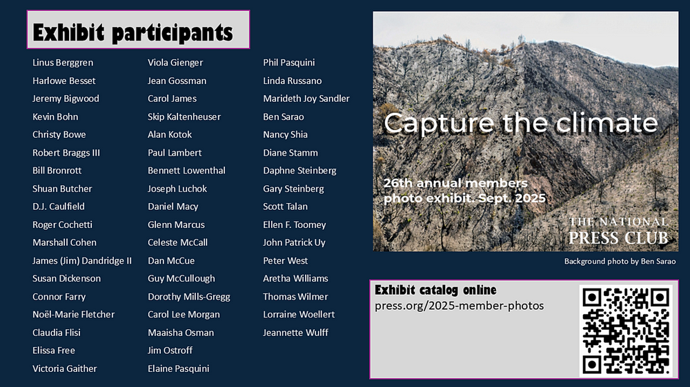 Poster with a mountain and a list of names of participating photographers