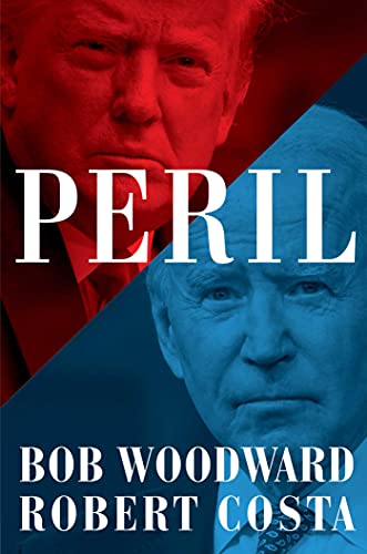 Book cover of Peril showing drawing of Donald Trump
