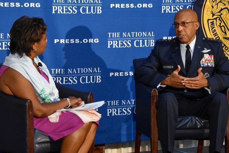Photo of Air Force Chief of Staff Charles Q. Brown and Club President Lisa Nicole Matthews