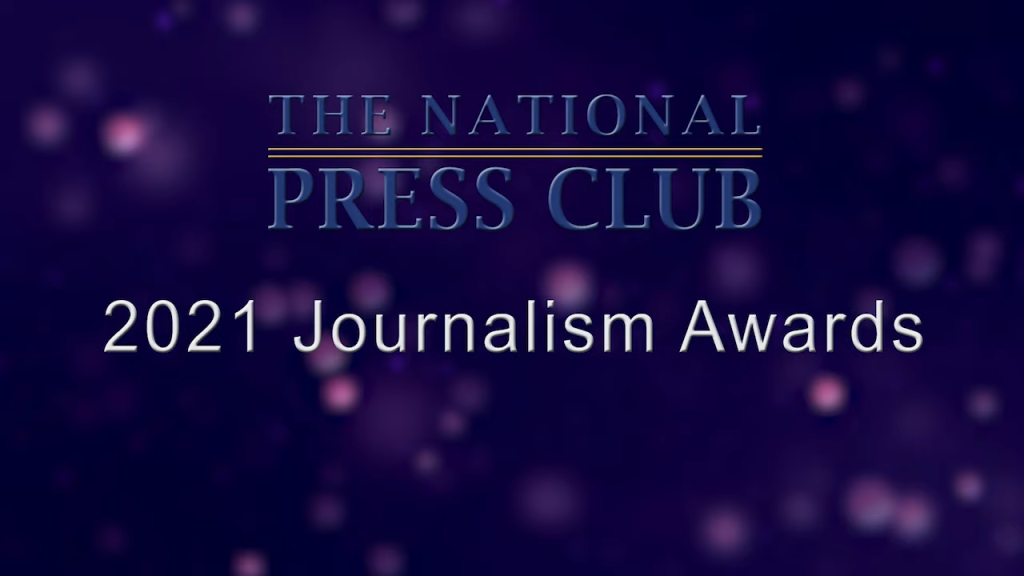 Opening screen of National Press Club Awards program.