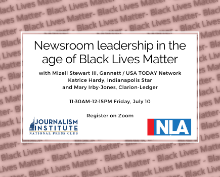 Newsroom leaders during Black Lives Matter logo.