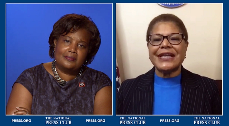 Photo of Club Vice President Lisa Matthews and Rep. Karen Bass