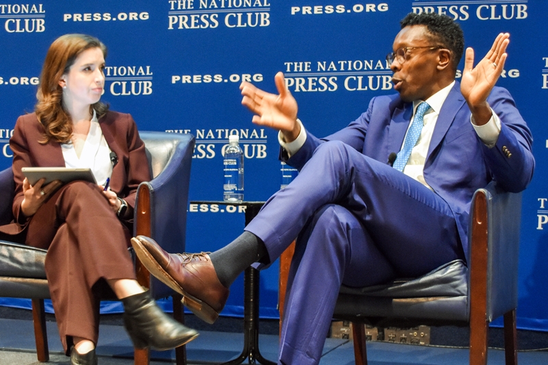Photo of National Press Club President Emily Wilkins and Jan. 6 Committee senior investigative counsel Temidayo Aganga-Williams