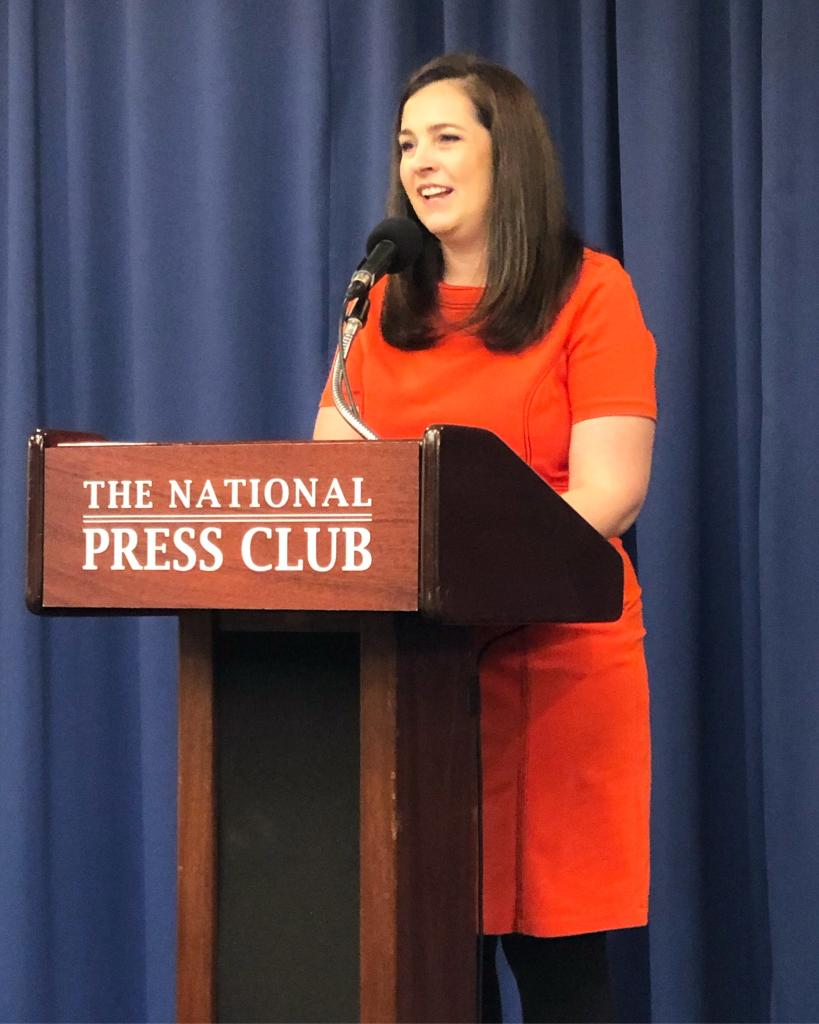 Photo of National Press Club President Jen Judson at Oct. 21 General Membership Meeting.