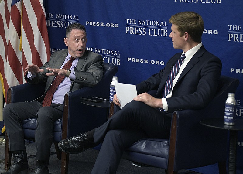 Photo of author Steve Herman and Club board chair Steve Reilly