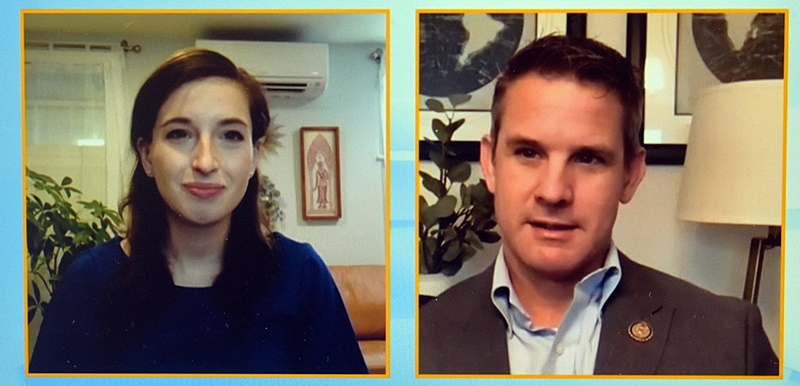 Photo of Club Secretary Emily Wilkins and Rep. Adam Kinzinger, R-Ill.