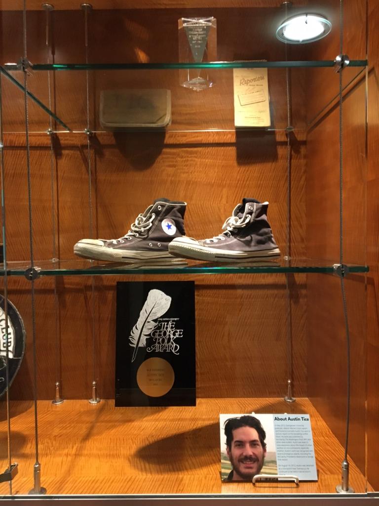 Photo of Austin Tice display at Club Library