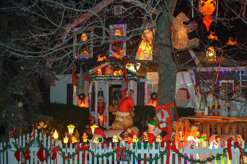 Photo of festive holiday decorations at a local home