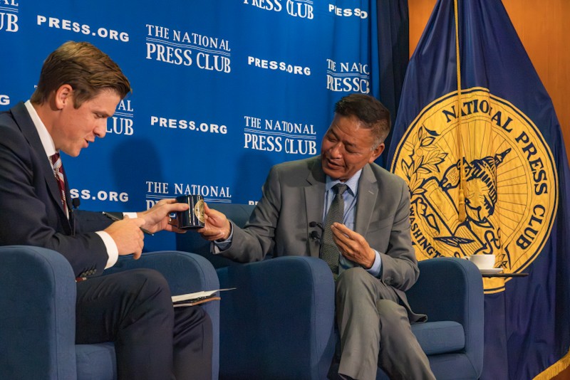 Photo of Club Membership Secretary Steve Reilly and Tibetan leader in exile Penpa Tsering
