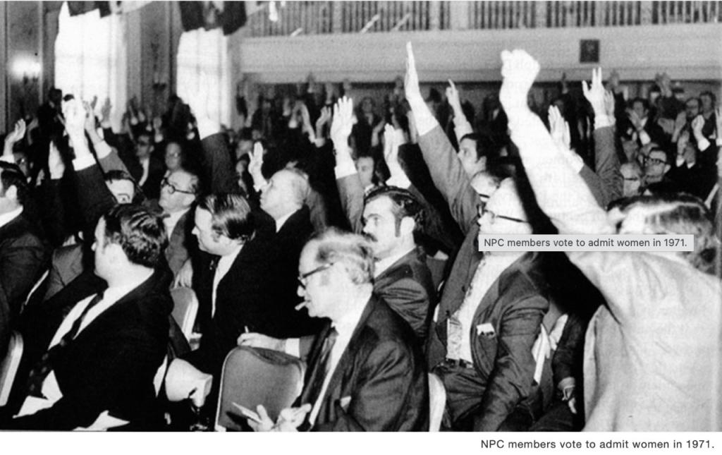 Photo of vote to admit women to Club.