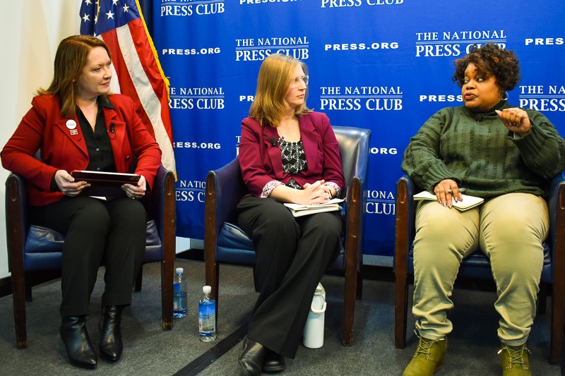 Photo of three participants at Jan. 24 news deserts panel