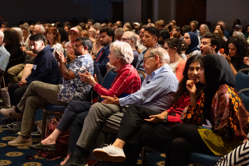 Photo of audience at screening of documentary on Shireen Abu Akleh