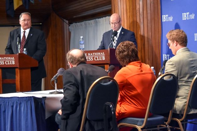 Photo of Teamsters presidential candidates during National Press Club debate.