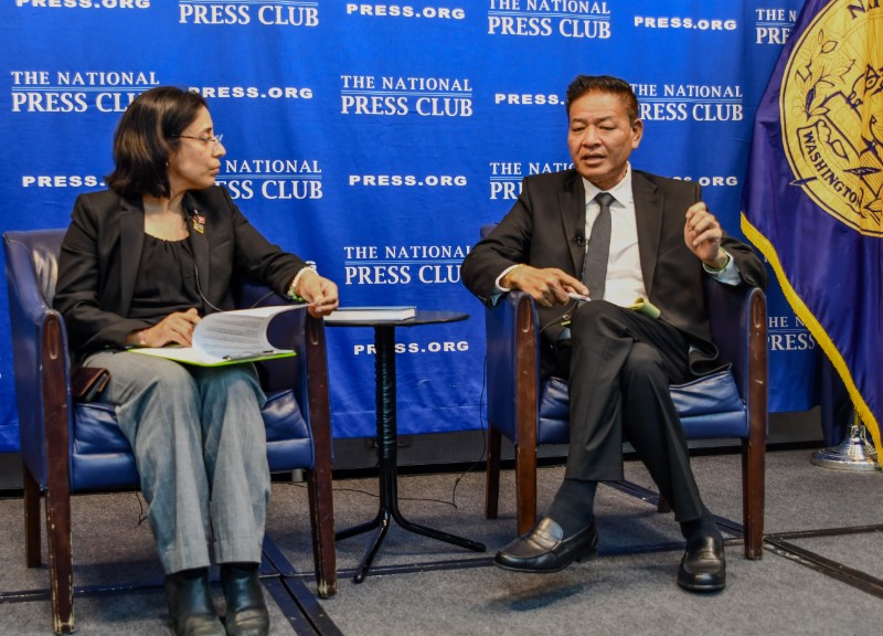 Photo of Tibetan leader Sikyong Penpa Tsering and Poonam Sharma