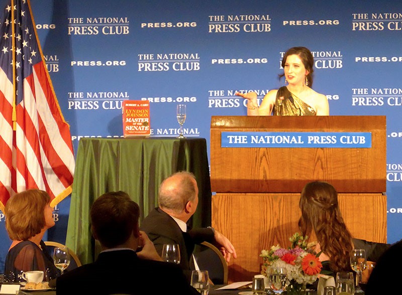 Photo of National Press Club President Emily Wilkins making her inaugural speech