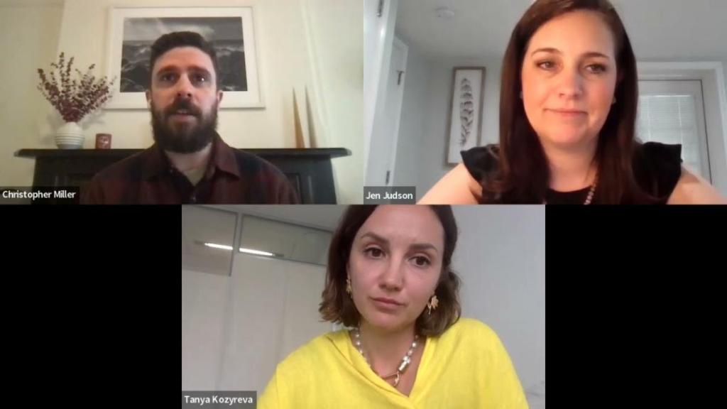 Screenshot of Tanya Kozyreva, Christopher Miller and Jen Judson